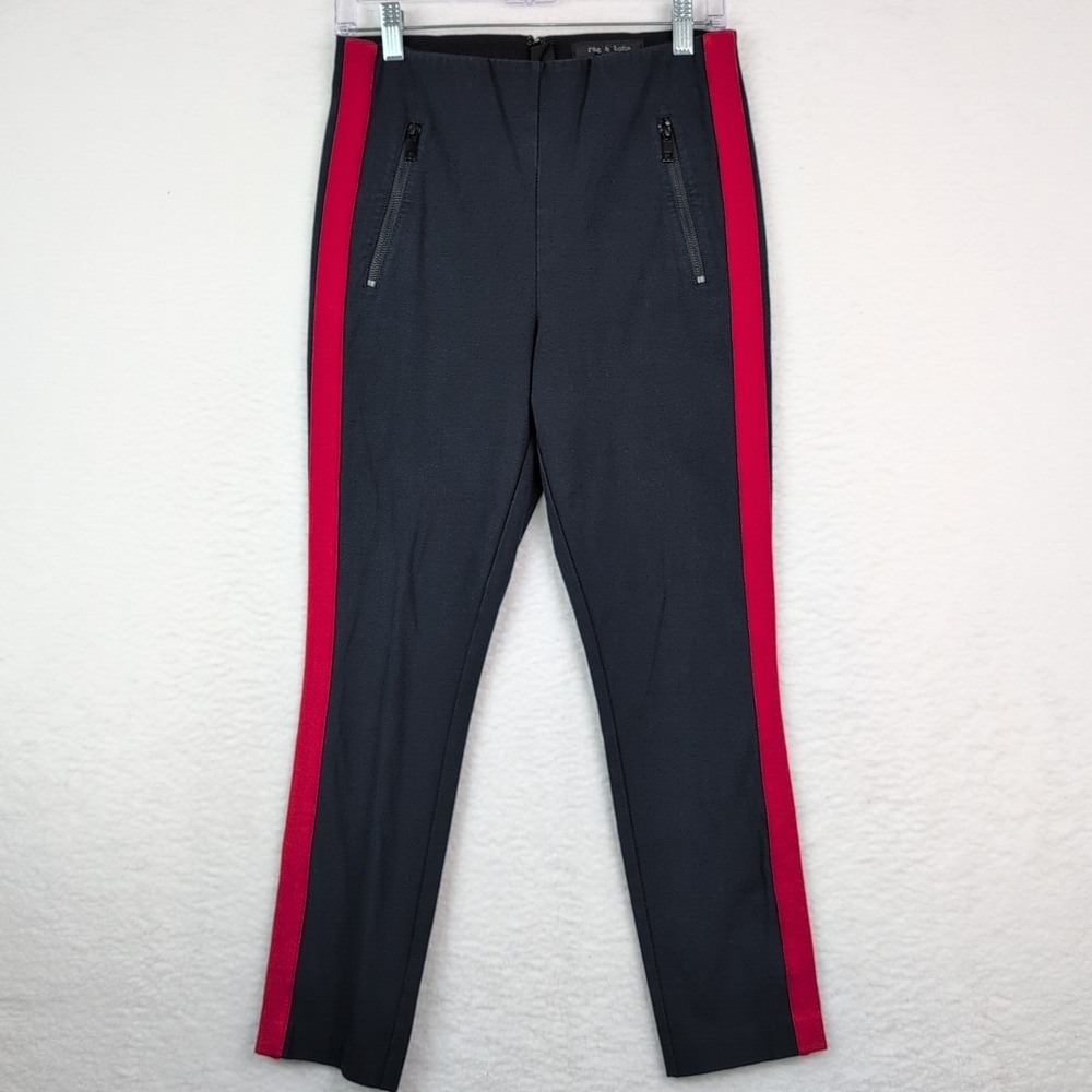 rag‎ and bone Pants Womens 8 Navy Simone Sport Ankle Zip Pockets Hi Rise Trouser